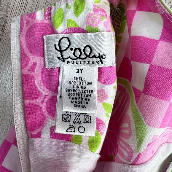 Lilly Pulitzer Dress Girls 3T Pink Green Juice Stand Patchwork Shift Classic - Picture 8 of 8